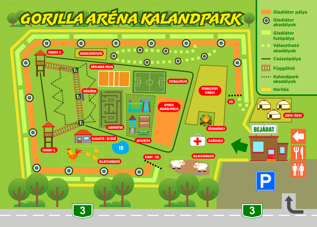 Gorilla Aréna Kaland- és élménypark térkép